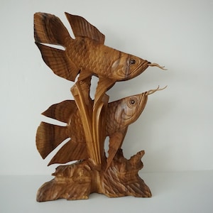Wooden arowana fish - Sea Animal - Wood carving