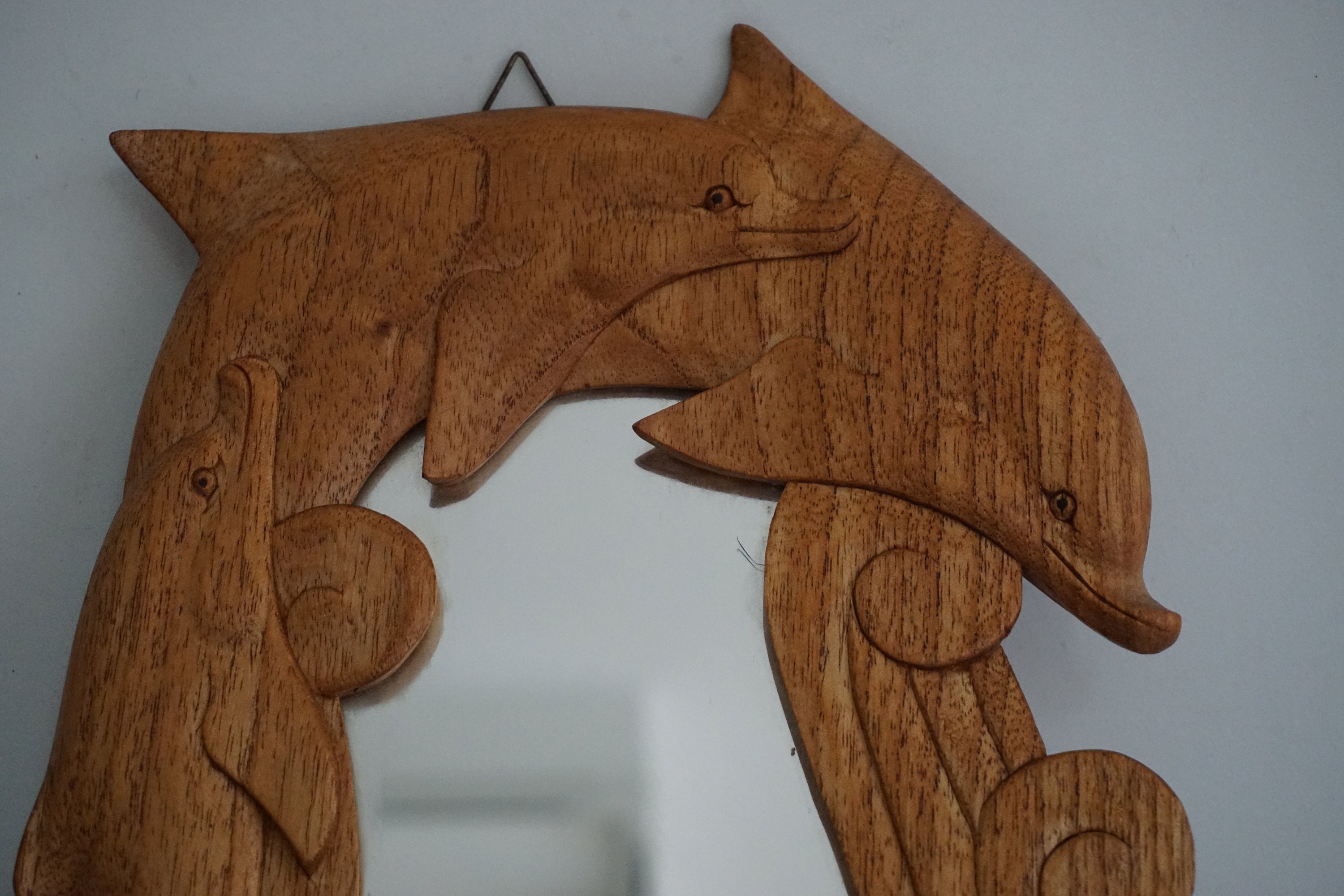 Wooden Dolphin frame Mirror / Carving Dolphin Mirror Wall Etsy