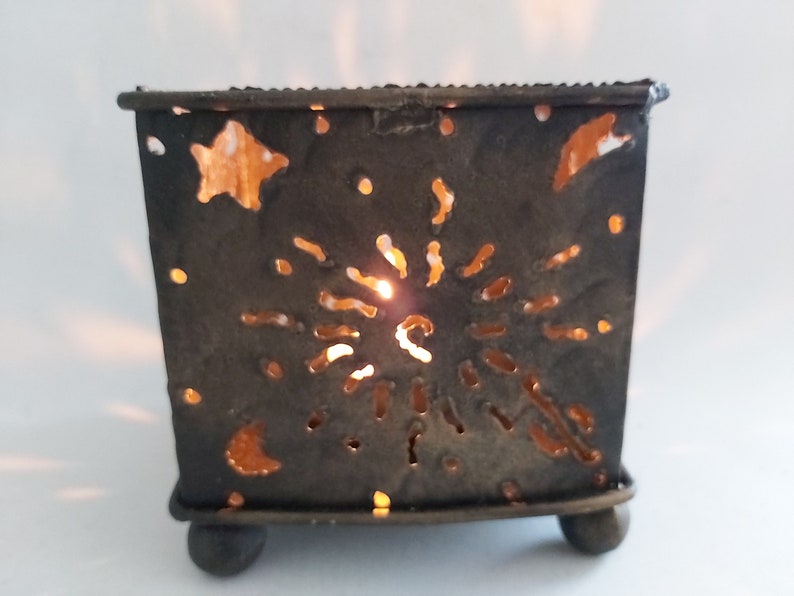 Metal Candle Holder / Handmade Welded Metal Candle Holder / Etsy