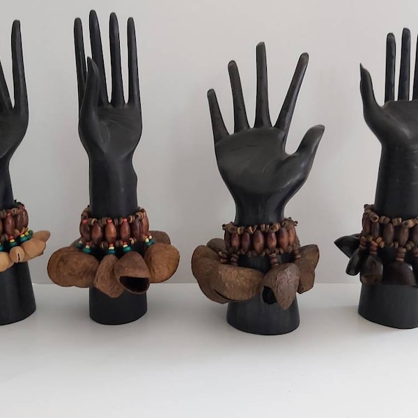 Wrist or Foot Shaker made of Tapar Nut Shells / Musical instrument / Handicraft