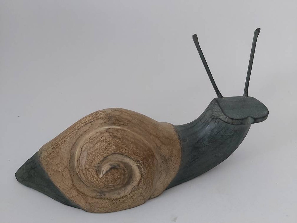 Set of Hand Carved and Painted Wooden Snails / Home Decor. Etsy