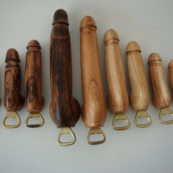 18+ MATURE Wooden Penis Bottle Opener /Hand carved penis / Bachelorette party / Funny gifts / Wood Carving