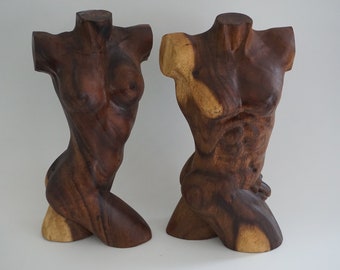 Wooden Male and Female Torso / Wood Carving
