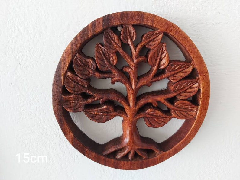 Wooden Tree of Life / Circular Frame /Wall decor / Wood Carving image 7