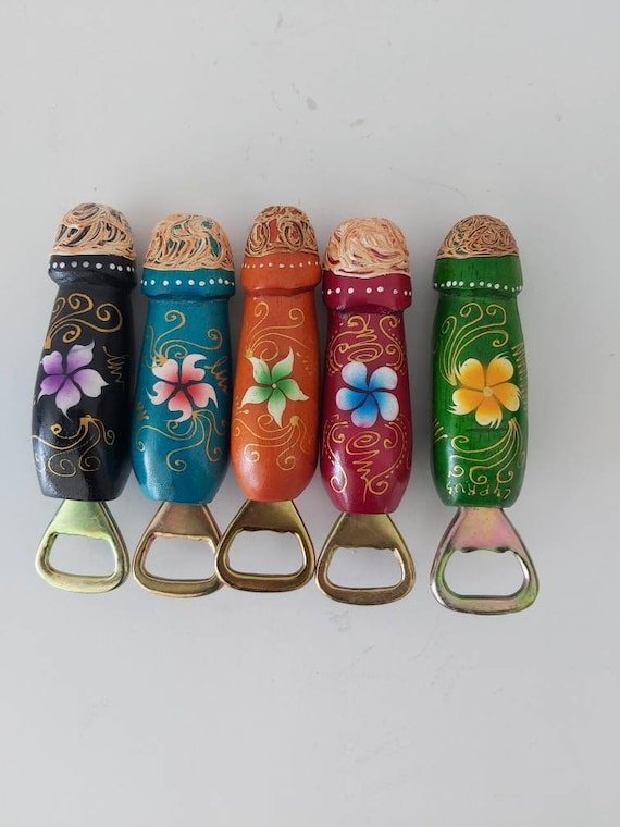 18 MATURE Penis Bottle Opener / Floral Wooden Penis / Hand Painted Penis /  Wood Carving 