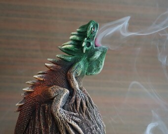 Burn incense cone-iguana incense holder 