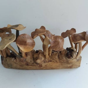 Large Parasite Wood Mushroom Colony Carving Large Parasite Wood Mushroom Colony Carving