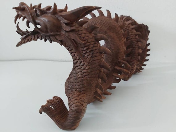 Décoration dragon XL en bois - Fait main avec ♥︎