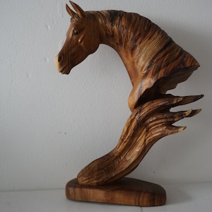 Horse Head Sculpture / Home decor / Wood carving.