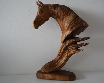 Horse Head Sculpture / Home decor / Wood carving.