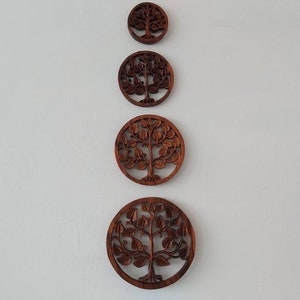 Wooden Tree of Life / Circular Frame /Wall decor / Wood Carving image 2