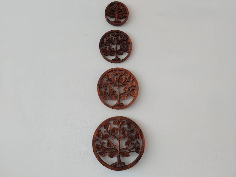 Wooden Tree of Life / Circular Frame /Wall decor / Wood Carving image 2