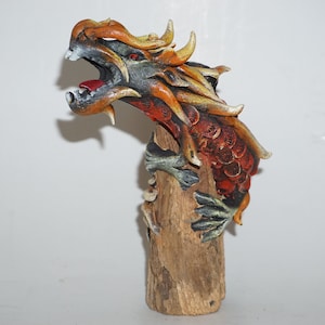 Chinese Mythical Dragon Blue And Green - Clay Sculpture