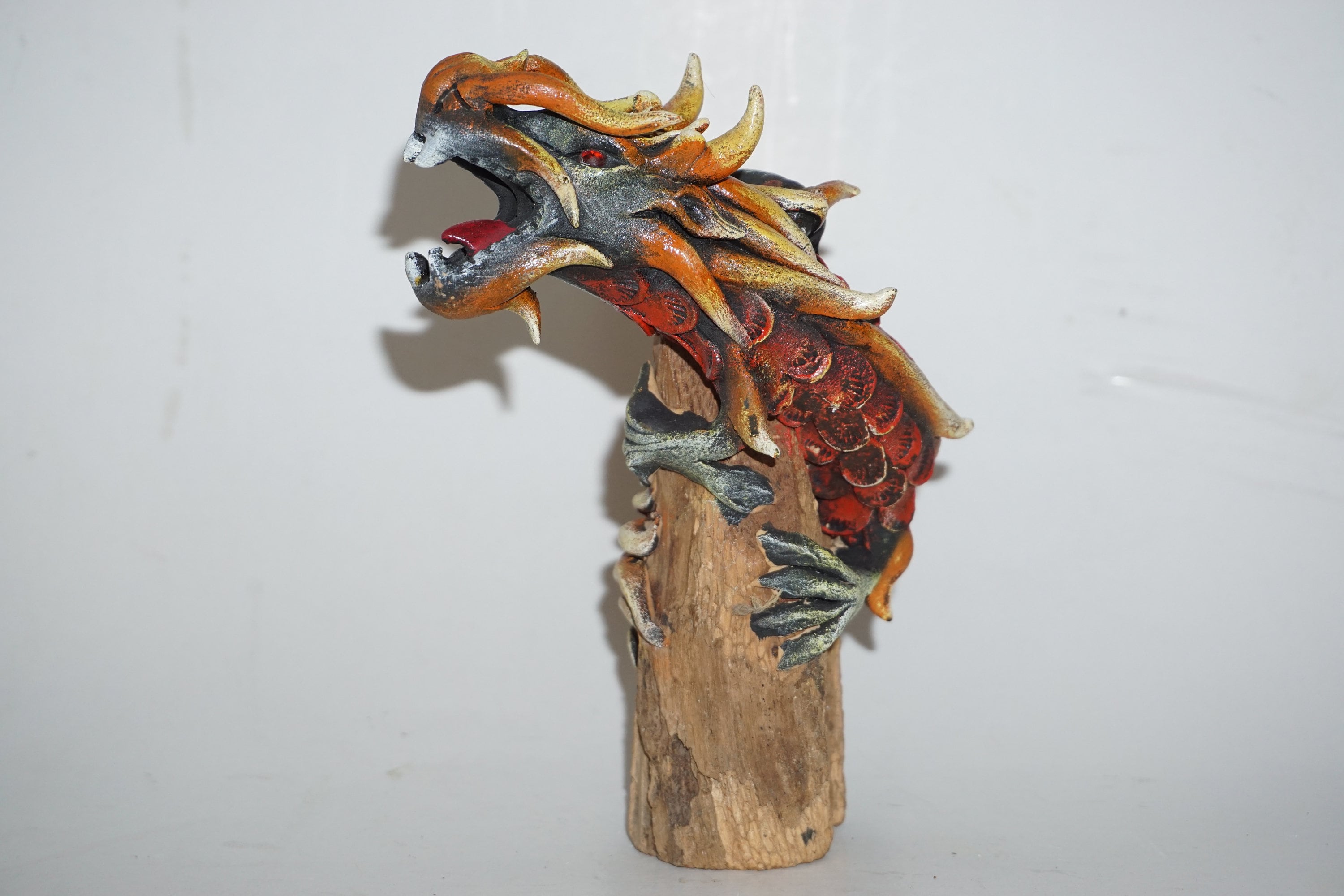Chinese Mythical Dragon Blue And Green - Clay Sculpture