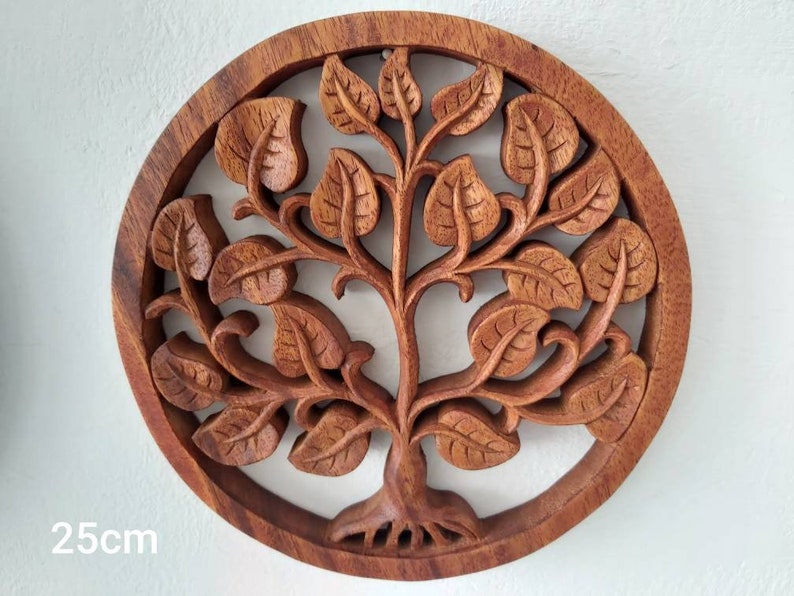 Wooden Tree of Life / Circular Frame /Wall decor / Wood Carving image 9