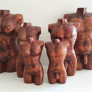 Wooden  male and female Torso/Wooden Torso/Wooden figurine/Home decor/Wood carving.
