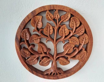 Holzbaum / Lebensbaum / Wanddekor / Holzschnitzerei