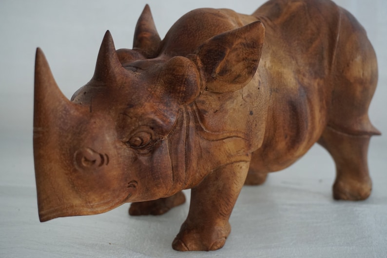 Wooden Rhino / Rhino Sculpture / Wood Carving Etsy