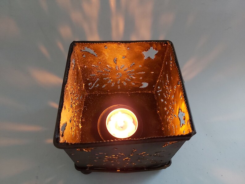 Metal Candle Holder / Handmade Welded Metal Candle Holder / Etsy