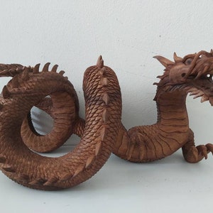 Wooden Dragon/Handmade Dragon/Dragon sculpture/Wood carving.