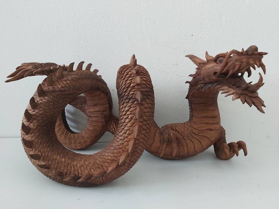 Wooden Dragon/handmade Dragon/dragon Sculpture/wood Carving. 