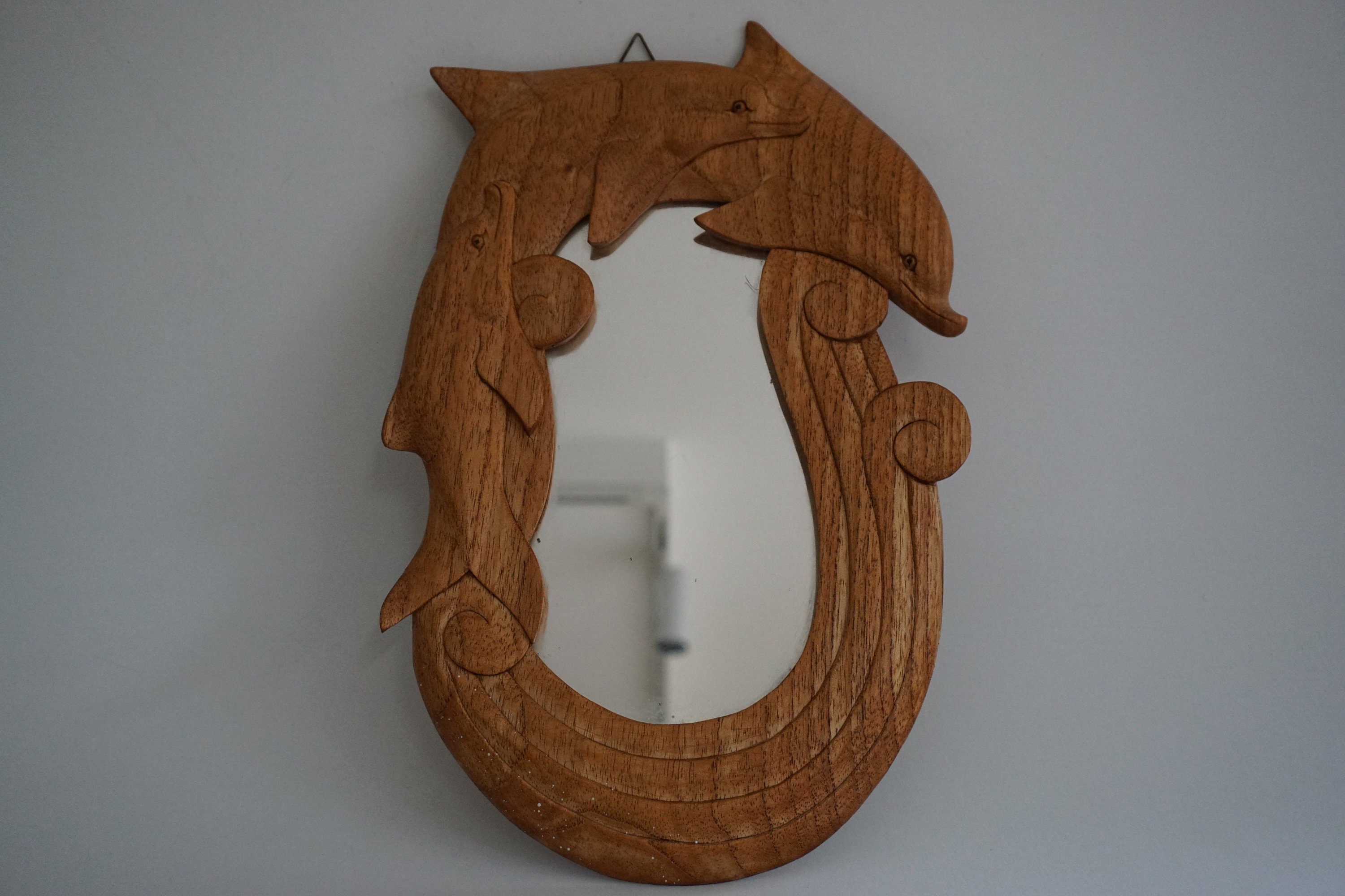 Wooden Dolphin frame Mirror / Carving Dolphin Mirror Wall Etsy