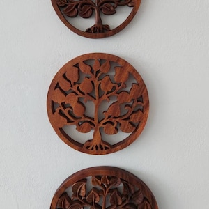 Wooden Tree of Life / Circular Frame /Wall decor / Wood Carving image 6