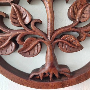 Wooden Tree of Life / Circular Frame /Wall decor / Wood Carving image 3