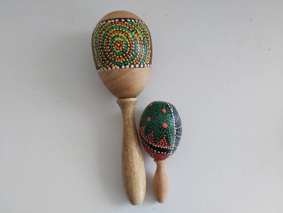 Maracas en bois - Fleur feutrine - Nature – Yoti Boutique