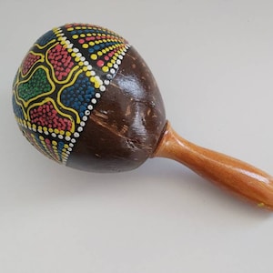 Coconut Maraca / Dots painted Maraca / Musical instrument / Handicraft