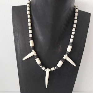 Bone Beaded necklace.Hand carved bone. Bone jewellery.