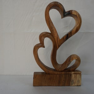 Abstract Twin Hearts - Wood Carving