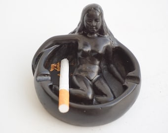 Soviet ashtray metal Vintage USSR Naked girl,Figurine Sexy Women Russian,Smoking accessories,Tobacciana Ashtrays,smoker gift,place jewelry