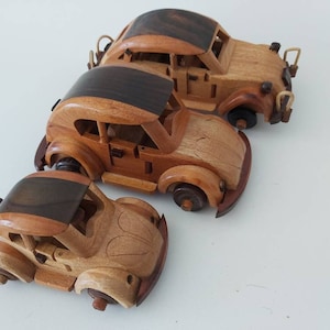 Beetle Car - Wood Carving - Wooden Beetle car miniature.