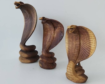 Aggressive Cobra. Wooden Cobra. Cobra sculpture. Wood Carving