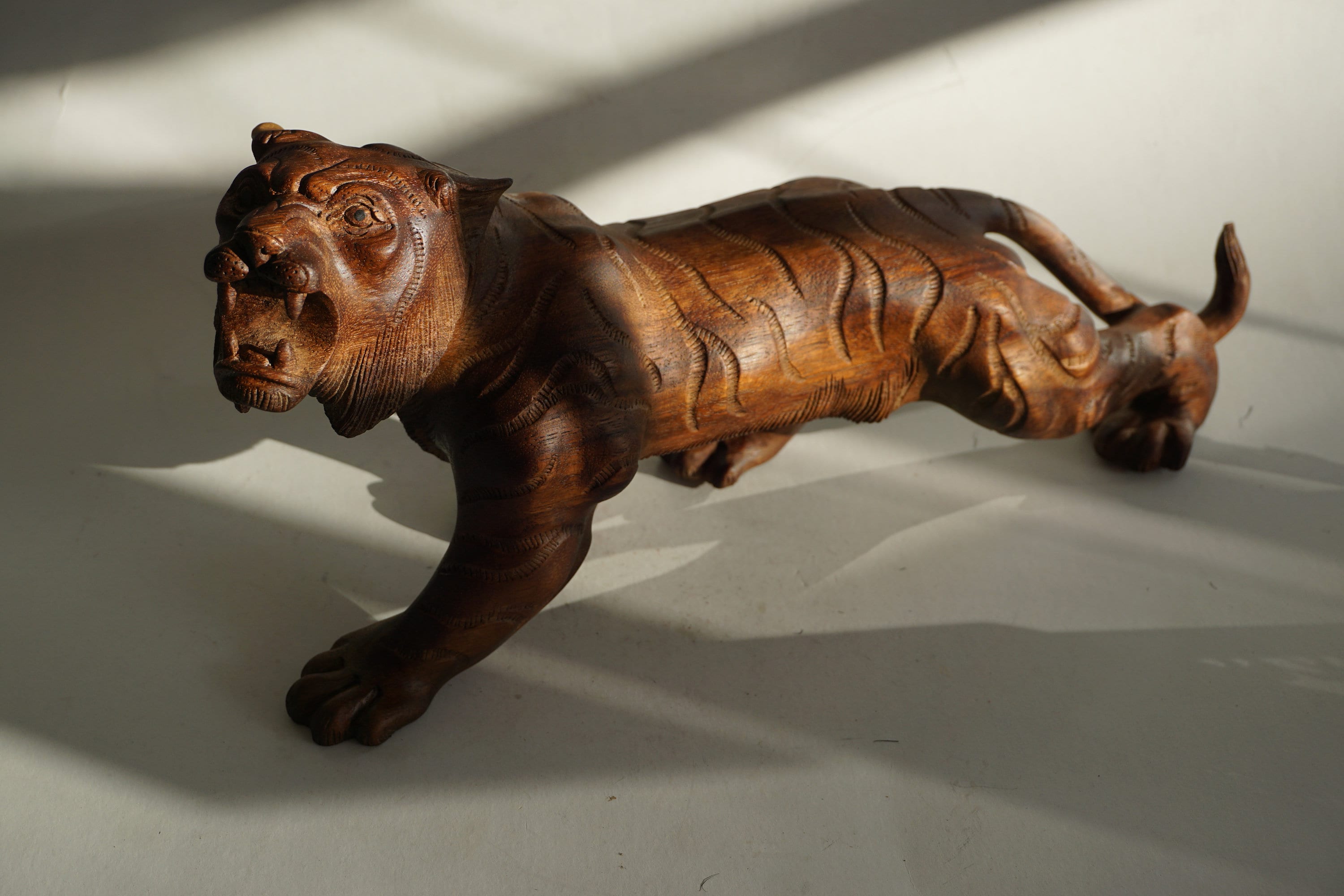 Wooden Tiger / Wooden Figurine / Wood Carving Etsy