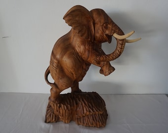 Wooden Elephant /  Wooden figurine / Wood Carving / Art sculpture.