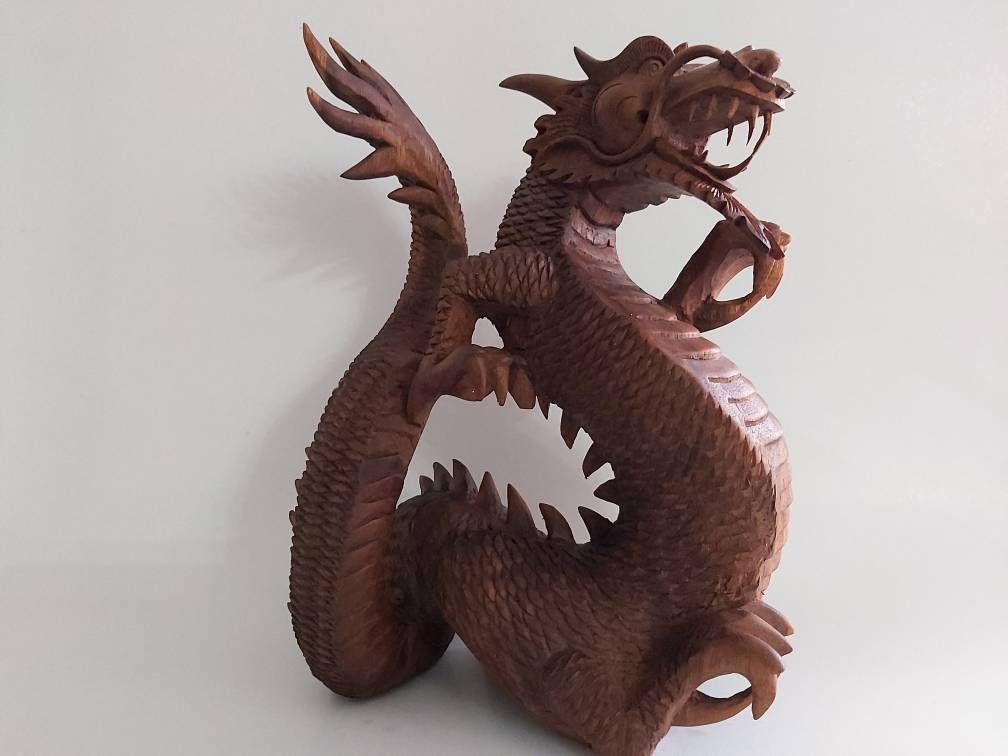 Wooden Dragon/handmade Dragon/hand Carved Dragon/wood Carving. 