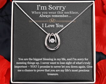 I'm Sorry, Lucky In Love Necklace, Message Card, I'm Sorry Gift, Apology Gift For Her, I'm Sorry Necklace, Forgive Necklace, Forgive Gift