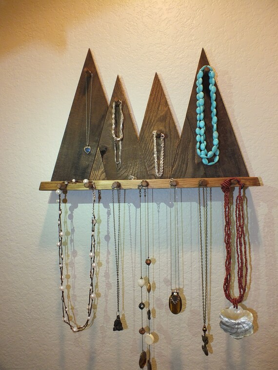 Wooden Mountain Jewelry Holder Handmade Reclaimed Etsy