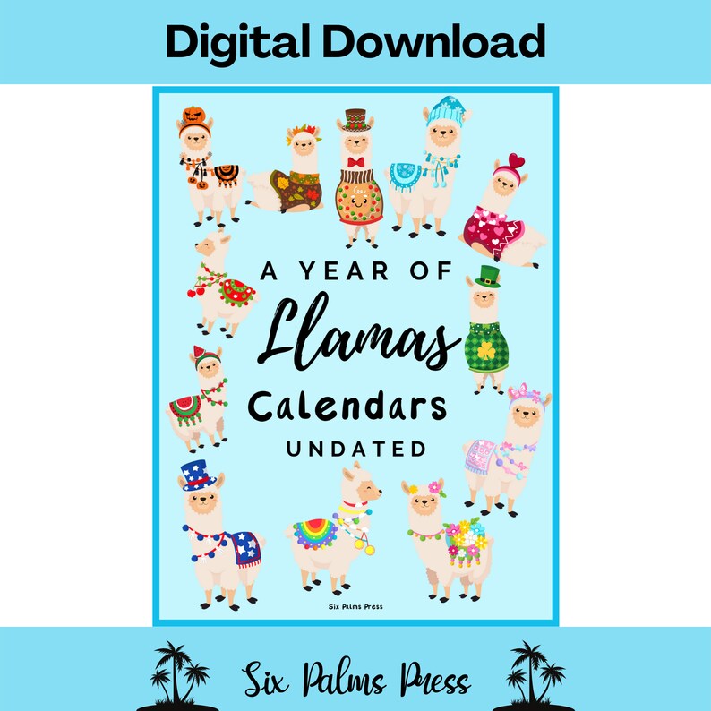 Llama Calendar Undated Printable Etsy