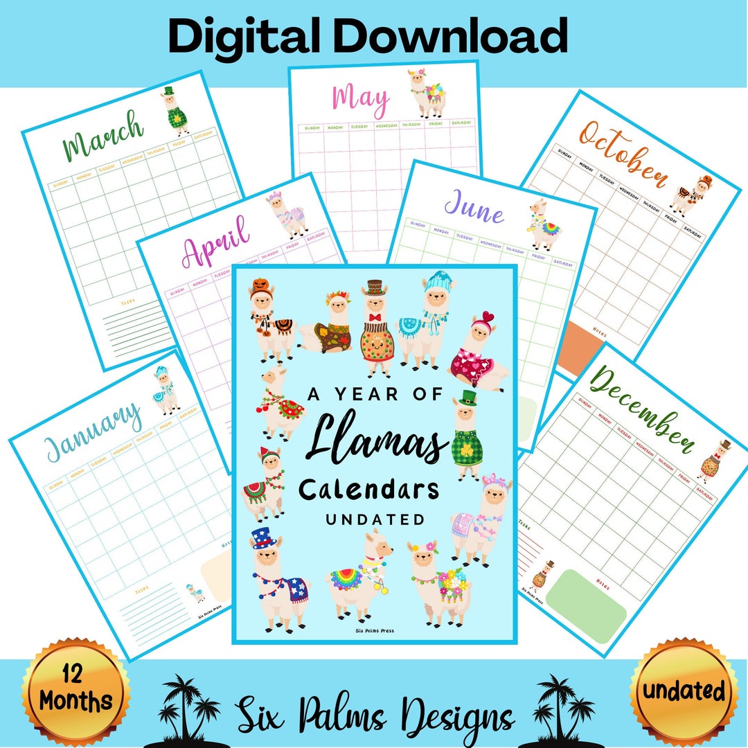 undated-printable-llama-calendar-cute-fun-for-kids-and-adults-monthly