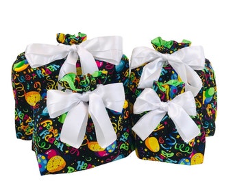 Reusable Gift Bags - “Happy Birthday” - Small, Medium, Large, X-Large