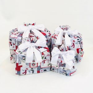 Reusable Gift Bag Jolly Snowmen Sizes Small, Medium, Large, and X-Large image 10