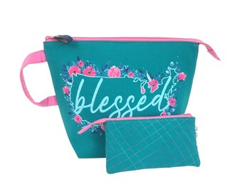 Large Project Bag/Pouch - “Blessed” - Upcycled Line