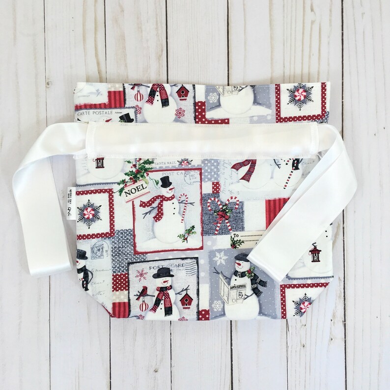 Reusable Gift Bag Jolly Snowmen Sizes Small, Medium, Large, and X-Large image 7