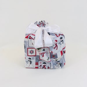 Reusable Gift Bag Jolly Snowmen Sizes Small, Medium, Large, and X-Large image 8