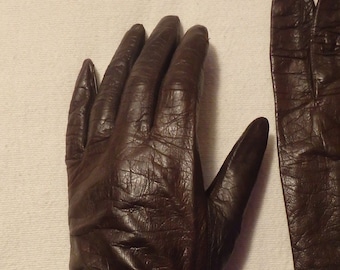 Vintage 1960's French Leather Gloves with Silk Lining size 6.5