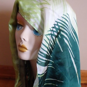 Vintage 1970&#39;s Silk Scarf, Fern Leaf Design