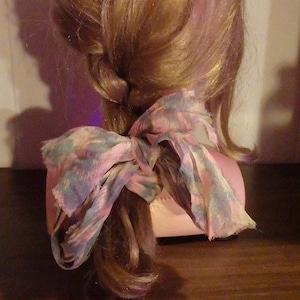 Vintage 1950&#39;s Chiffon Pony Tail Scarf, Light Weight Pastel